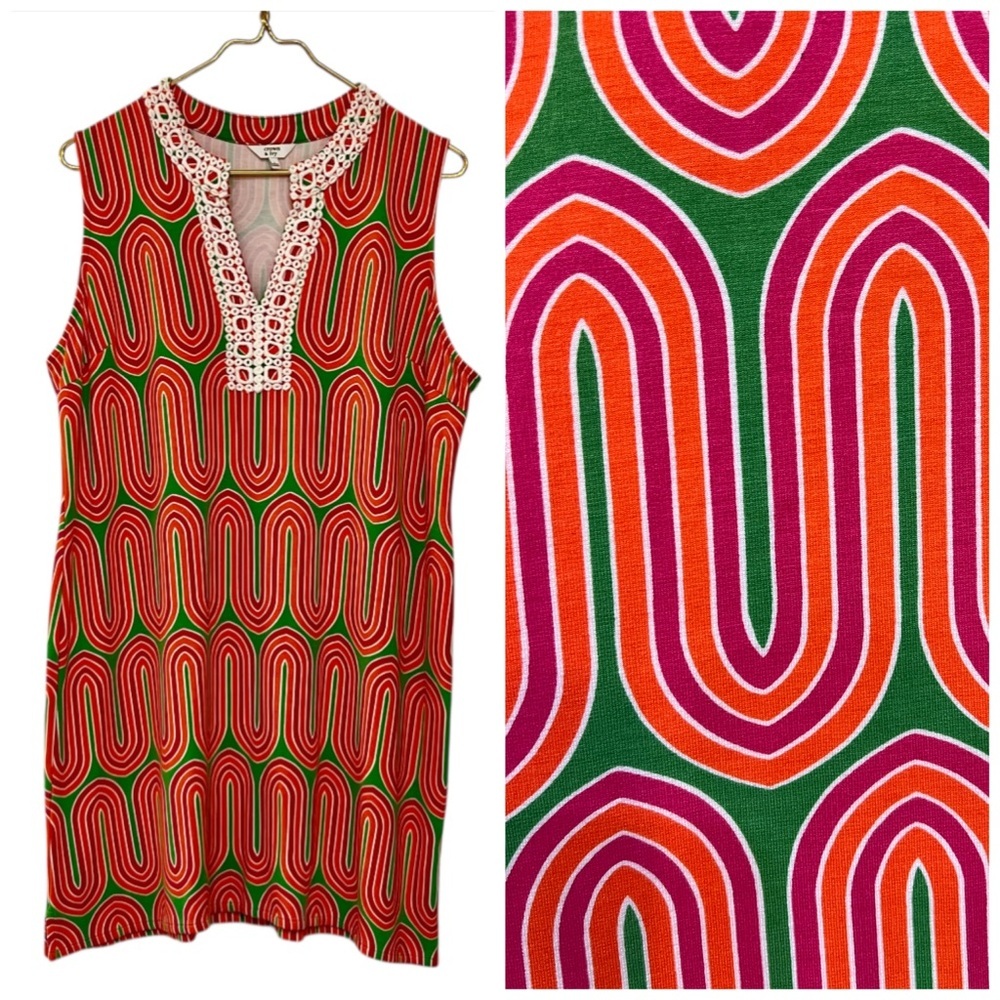Crown & Ivy Retro Geometric Shift Mini Dress Sleeveless L